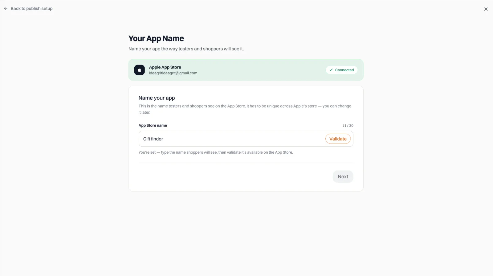 Figure 19 Choose the app name and check availability.