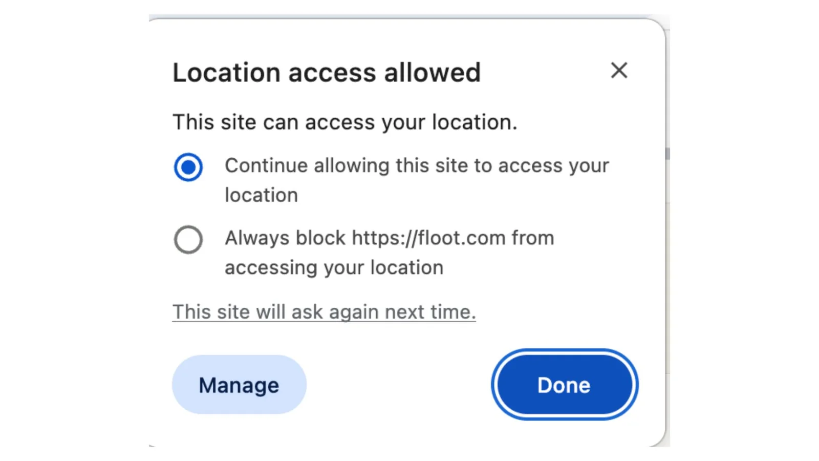 Figure 4 The location feature in the browser.