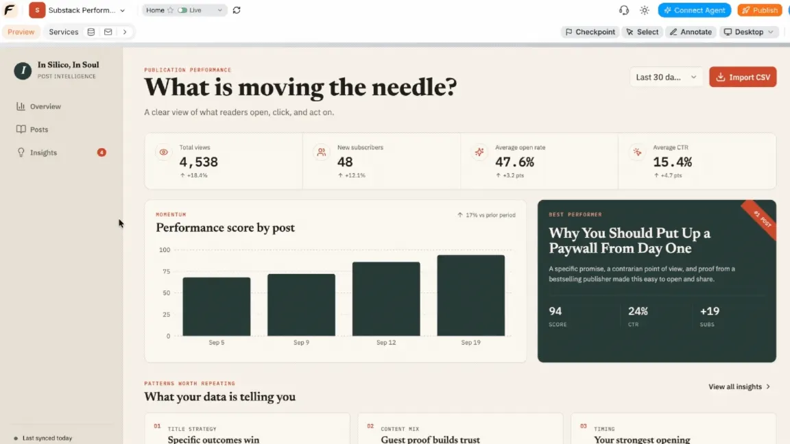 The Examples sidebar listing every example state of a page