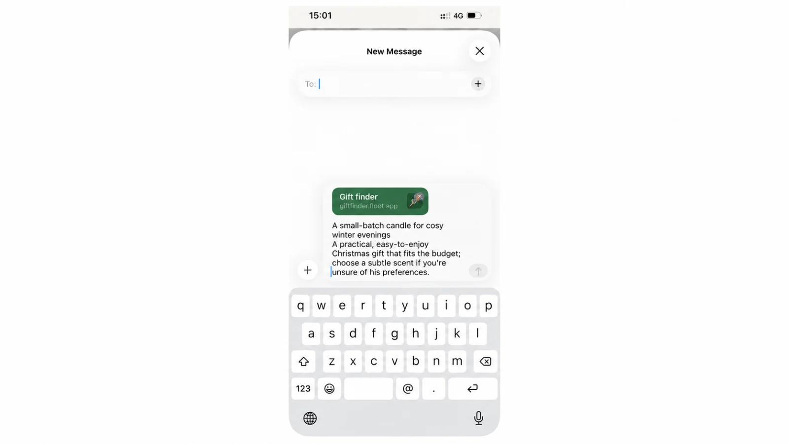 Figure 27 Messages contains the shared gift name, explanation and published link.