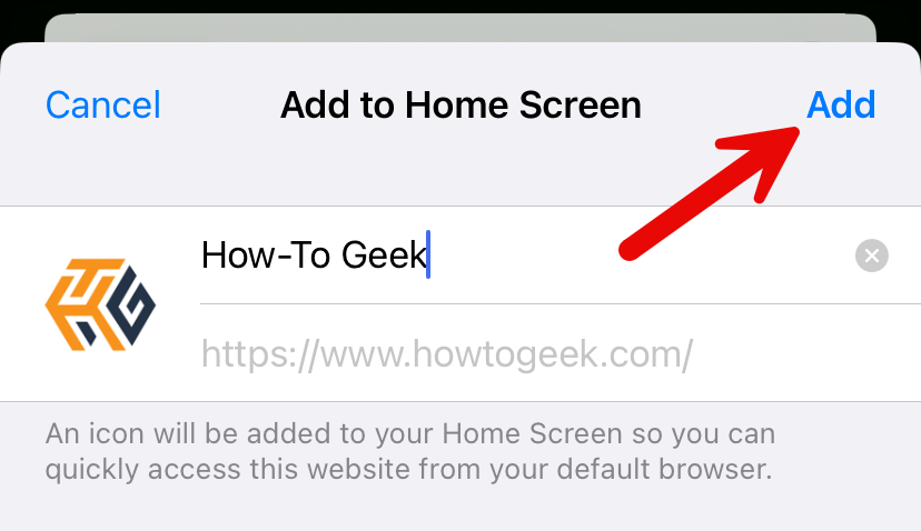 Editing the shortcut name before adding it