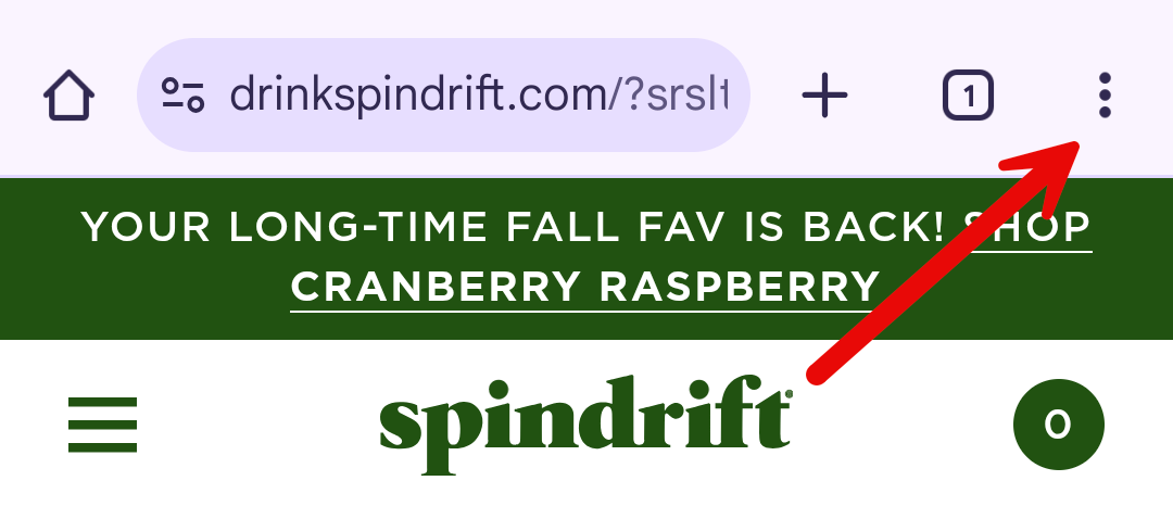 Tapping the menu icon in Chrome for Android