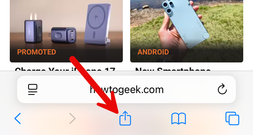 Tapping the share button in Safari
